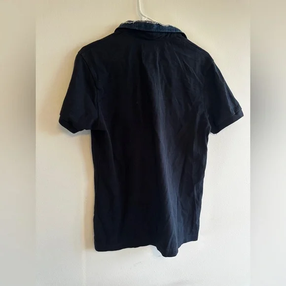 Vintage Diesel Black Polo Shirt with Denim Collar Detail Casual Cotton‎ Classic - Picture 7 of 11